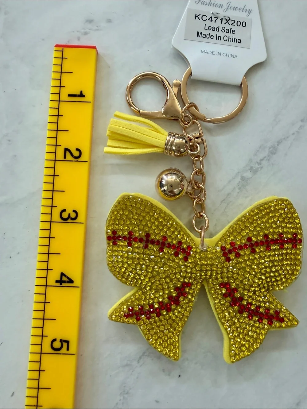 ✨ NWT Gameday Softball Bow Rhinestone Puffy Keychain Bag Charm ✨